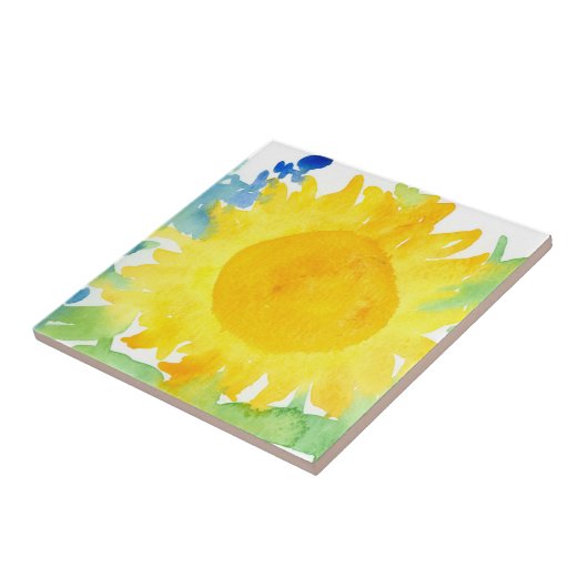 Zonnebloem Waterverf Flower Royal Blue Snapdragon Tegeltje (Zijkant)