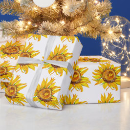 Zonnebloem Waterverf Flowers Cadeaupapier