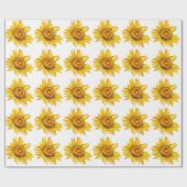 Zonnebloem Waterverf Flowers Cadeaupapier (Vlak)