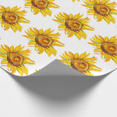 Zonnebloem Waterverf Flowers Cadeaupapier (Hoek)