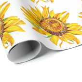 Zonnebloem Waterverf Flowers Cadeaupapier (Rol Hoek)