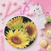 Zonnebloem Waterverf Flowers Yellow Black Paper Pl Papieren Bordje (Feest)