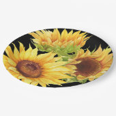 Zonnebloem Waterverf Flowers Yellow Black Paper Pl Papieren Bordje (Gekanteld)