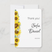 Zonnebloem waterverf geel Flat Thank You Card Bedankkaart (Voorkant)