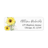 Zonnebloem waterverf geel retouradres etiket (Voorkant)