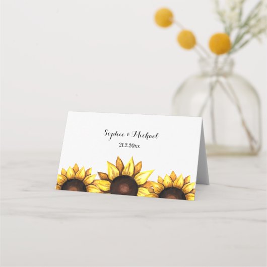 Zonnebloem Waterverf Geel Wit Plaatskaartje (Achterkant)