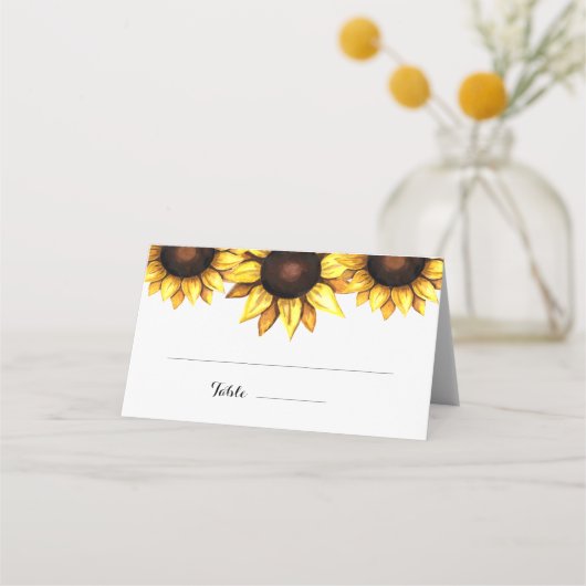 Zonnebloem Waterverf Geel Wit Plaatskaartje (Voorkant)