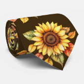 Zonnebloem – Waterverf Herfst Mode Stropdas (Opgerold)