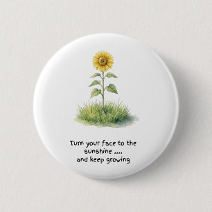 Zonnebloem Waterverf Illustratie Ronde Button 5,7 Cm