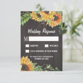 Zonnebloem Waterverf Land Bruiloft RSVP Kaarten Kaartje (Staand voorkant)