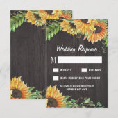 Zonnebloem Waterverf Land Bruiloft RSVP Kaarten Kaartje (Voorkant / Achterkant)