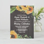 Zonnebloem Waterverf land bruiloft uitnodigingen (Staand voorkant)