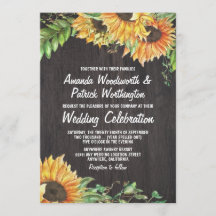 Zonnebloem Waterverf land bruiloft uitnodigingen