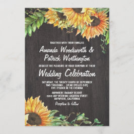 Zonnebloem Waterverf land bruiloft uitnodigingen