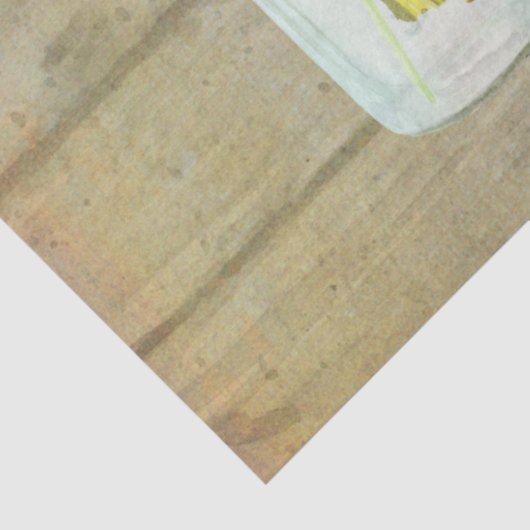 Zonnebloem Waterverf Mason Jars Wood ontkoppeling Tissuepapier (Detail)