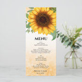 Zonnebloem Waterverf Menu Kaart (Staand voorkant)