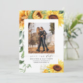 Zonnebloem Waterverf Modern Foto Save The Date (Staand voorkant)