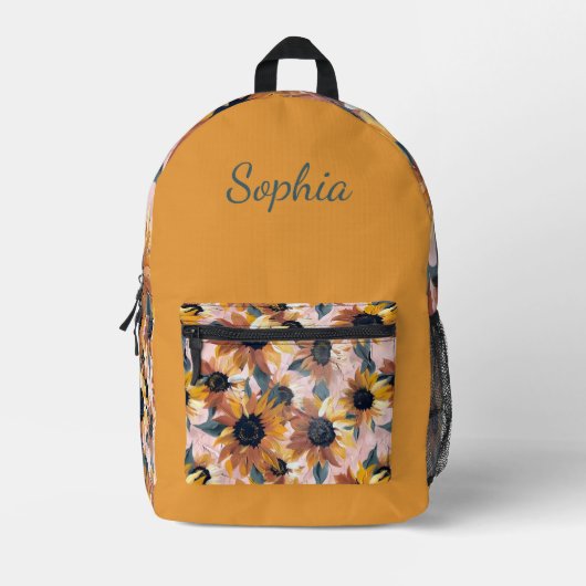 Zonnebloem Waterverf ontwerp Bedrukte Rugzak (Voorkant)