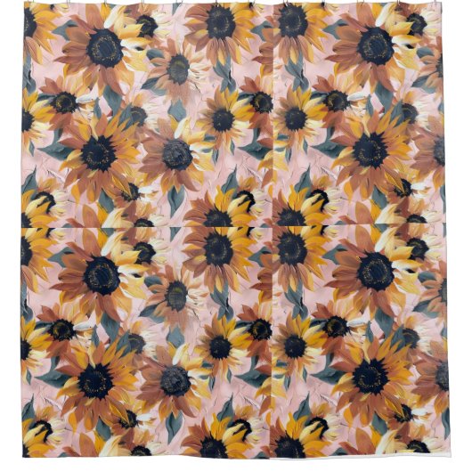 Zonnebloem Waterverf ontwerp Douchegordijn (Voorkant)