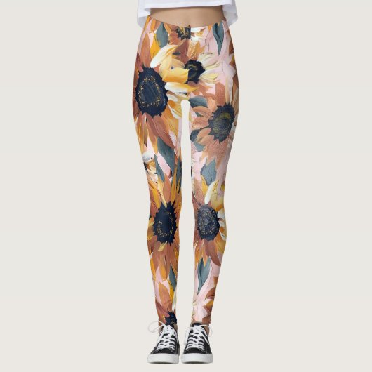 Zonnebloem Waterverf ontwerp Leggings (Voorkant)
