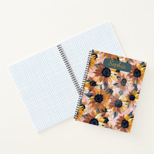 Zonnebloem Waterverf ontwerp Notitieboek (Binnen)