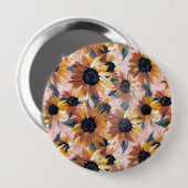 Zonnebloem Waterverf ontwerp Ronde Button 4,0 Cm (Voorkant /achterkant)