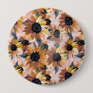 Zonnebloem Waterverf ontwerp Ronde Button 4,0 Cm