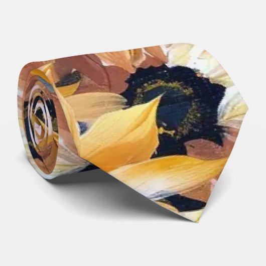 Zonnebloem Waterverf ontwerp Stropdas (Opgerold)