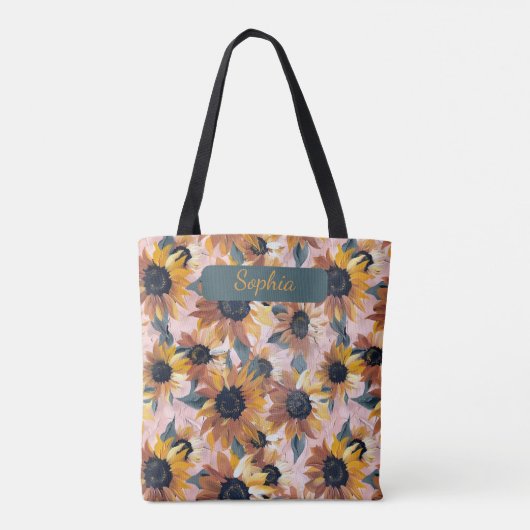 Zonnebloem Waterverf ontwerp Tote Bag (Achterkant)