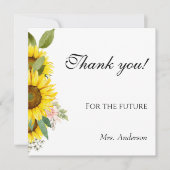 Zonnebloem Waterverf Roze Bloemen Baby shower Bedankkaart (Voorkant)