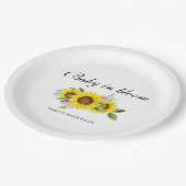 Zonnebloem Waterverf Roze Bloemen Baby shower Papieren Bordje (Gekanteld)