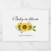 Zonnebloem Waterverf Roze Bloemen Baby shower Sparkling Wijnetiket (Enkel label)