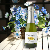 Zonnebloem Waterverf Roze Bloemen Baby shower Sparkling Wijnetiket
