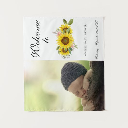 Zonnebloem Waterverf Roze Bloemen foto Baby Wandkleed (Voorkant)