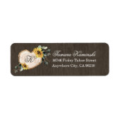 Zonnebloem Waterverf Rustiek Hart Trouwadres Etiket (Voorkant)