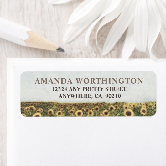 Zonnebloem Waterverf rustieke bruiloft Adresetiket Etiket (Insitu)