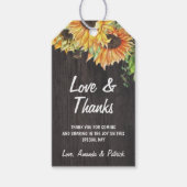 Zonnebloem Waterverf rustieke bruiloft dank u Cadeaulabel (Voorkant)