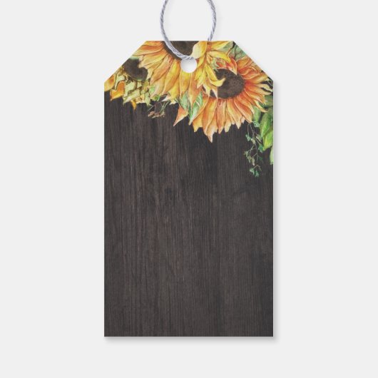 Zonnebloem Waterverf rustieke bruiloft dank u Cadeaulabel (Achterkant)
