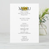 Zonnebloem waterverf rustieke bruiloft menu (Staand voorkant)