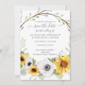 Zonnebloem Waterverf Rustige sparen de Datum Kaart (Voorkant)