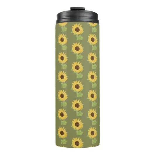 Zonnebloem waterverf thermosbeker (Voorkant)