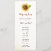 Zonnebloem Waterverf Trouwprogramma's Programmakaart (Achterkant)