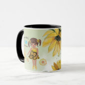 Zonnebloem Waterverf Vijfde Meisje Verjaardag Mok (Voorkant links)