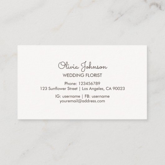 Zonnebloem Waterverf Visitekaartje (Achterkant)