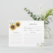 Zonnebloem Waterverf Vrijgezellenfeest Recept Kaar Informatiekaartje (Staand voorkant)