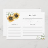 Zonnebloem Waterverf Vrijgezellenfeest Recept Kaar Informatiekaartje (Voorkant / Achterkant)