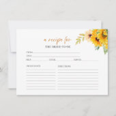 Zonnebloem Waterverf Vrijgezellenfeest Recept Kaar Kaart (Voorkant)