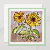 Zonnebloem Waterverf Wenskaart (Voorkant / Achterkant)