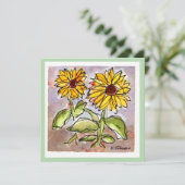 Zonnebloem Waterverf Wenskaart (Staand voorkant)