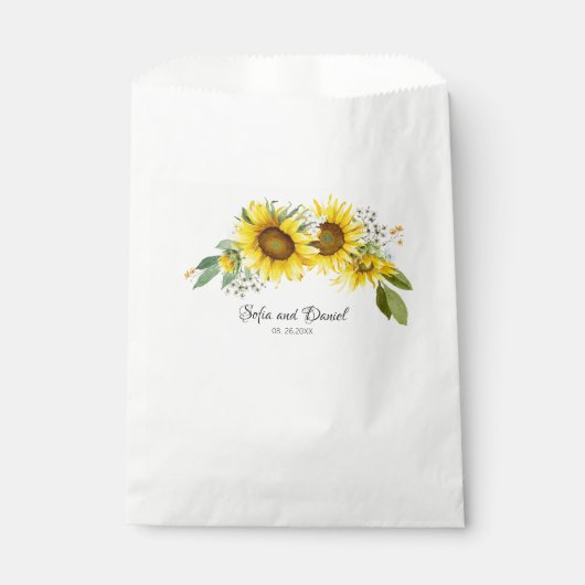 Zonnebloem waterverf wilde bloem bruiloft bedankzakje (Voorkant)